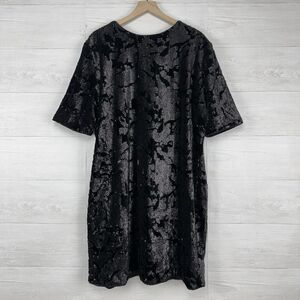 Marc Bouwer Velvet Sequin Shift Dress Size‎ 3X Black Elbow Sleeve Cocktail Party